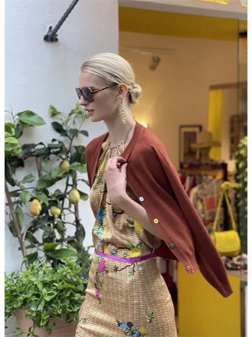 cardigan in lana e cashmere color ruggine Laboratorio Capri | CRDCORTORUGGINE